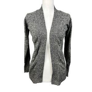 Morgan City Black, Gray, White Marled S Long Sleeve Open Wrap Cardigan Sweater
